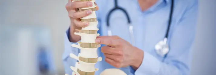 Chiropractic Brenham TX Spinal Decompression Therapy Doctor with a model of a Spine